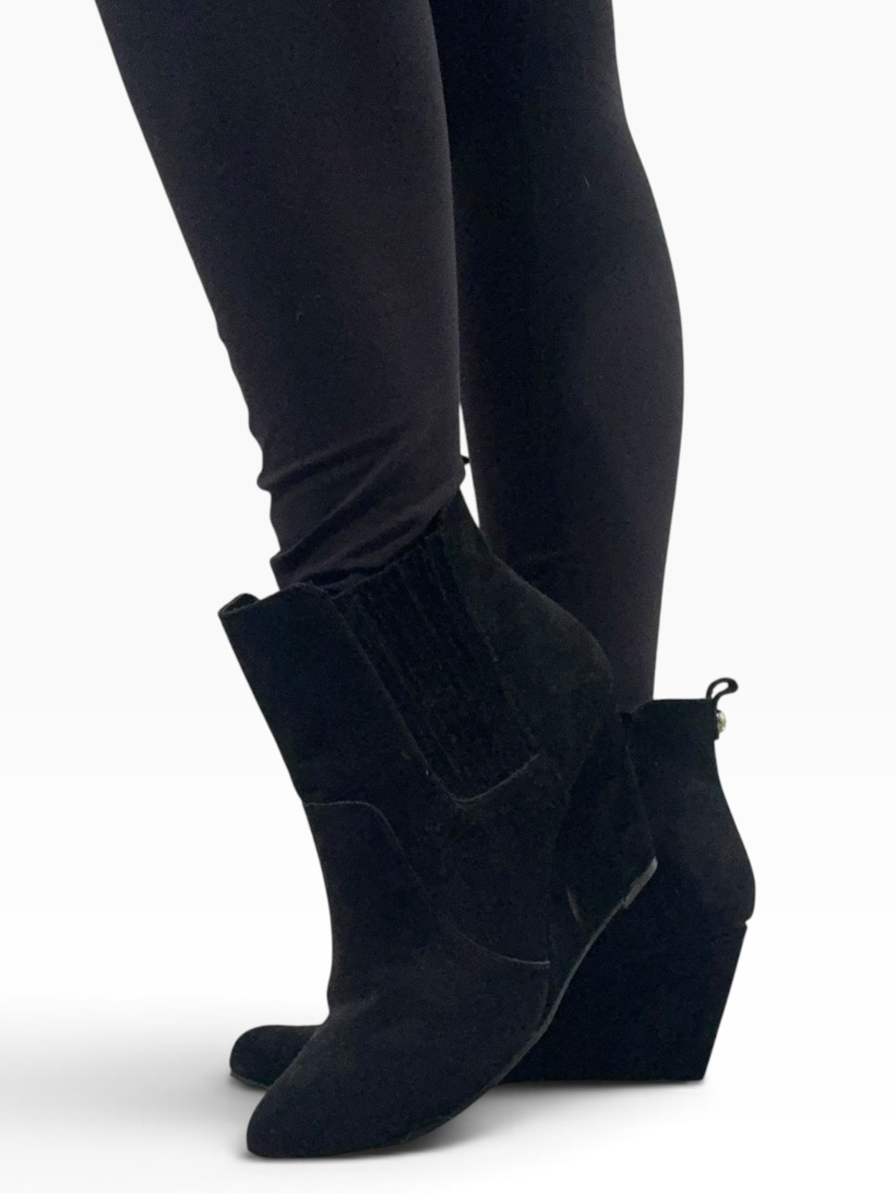 BCBGeneration Black Suede Wedge Ankle Boots